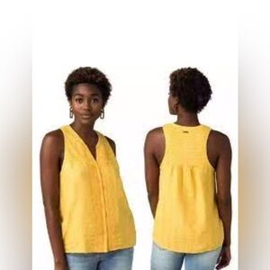 ‼️ Prana Nieves Tank Top Womens SZ Small Mustard
Yellow Button Front EUC